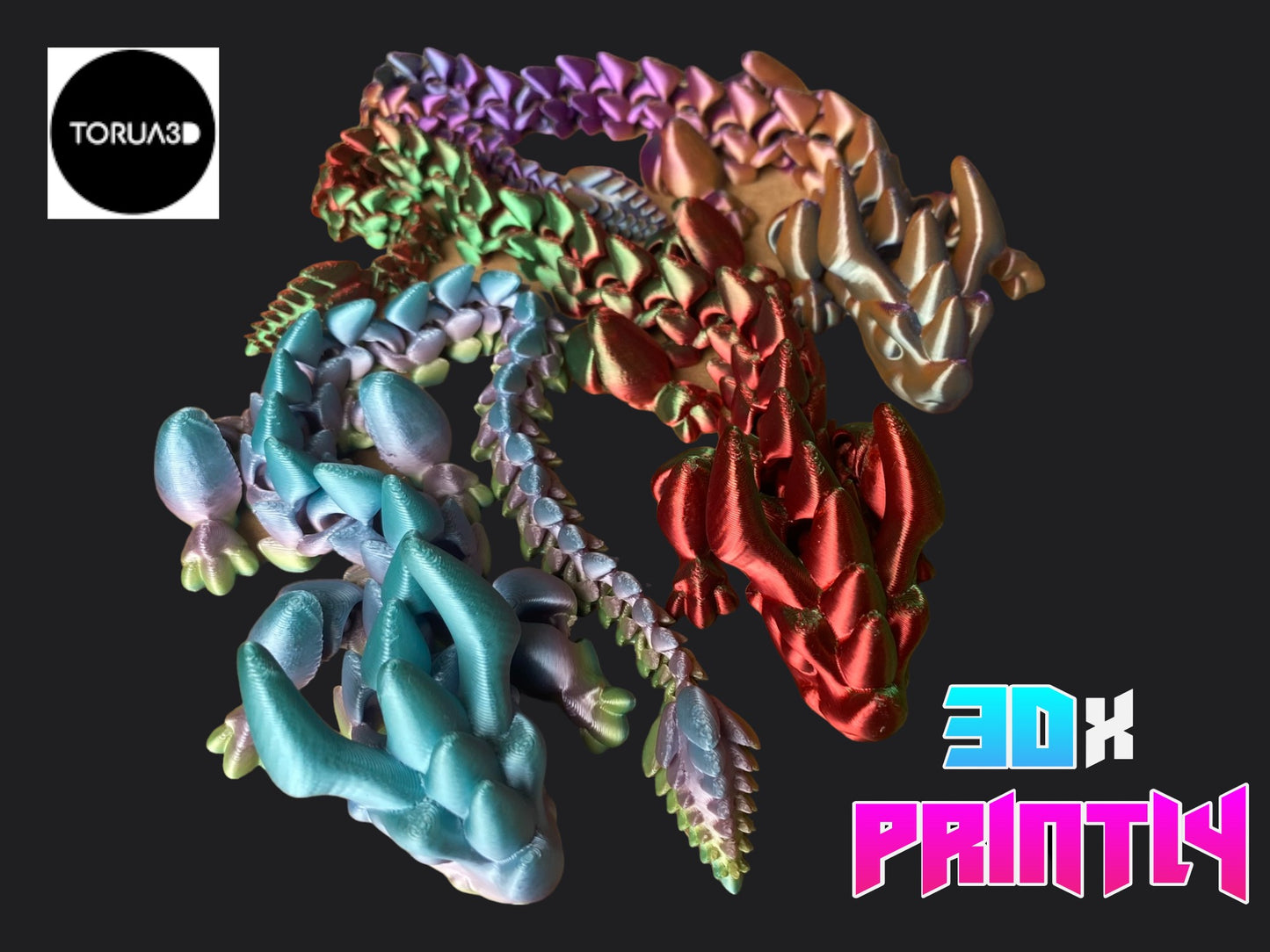 Rock Dragon - Toruga3D Design - Rainbow / Color shift PLA