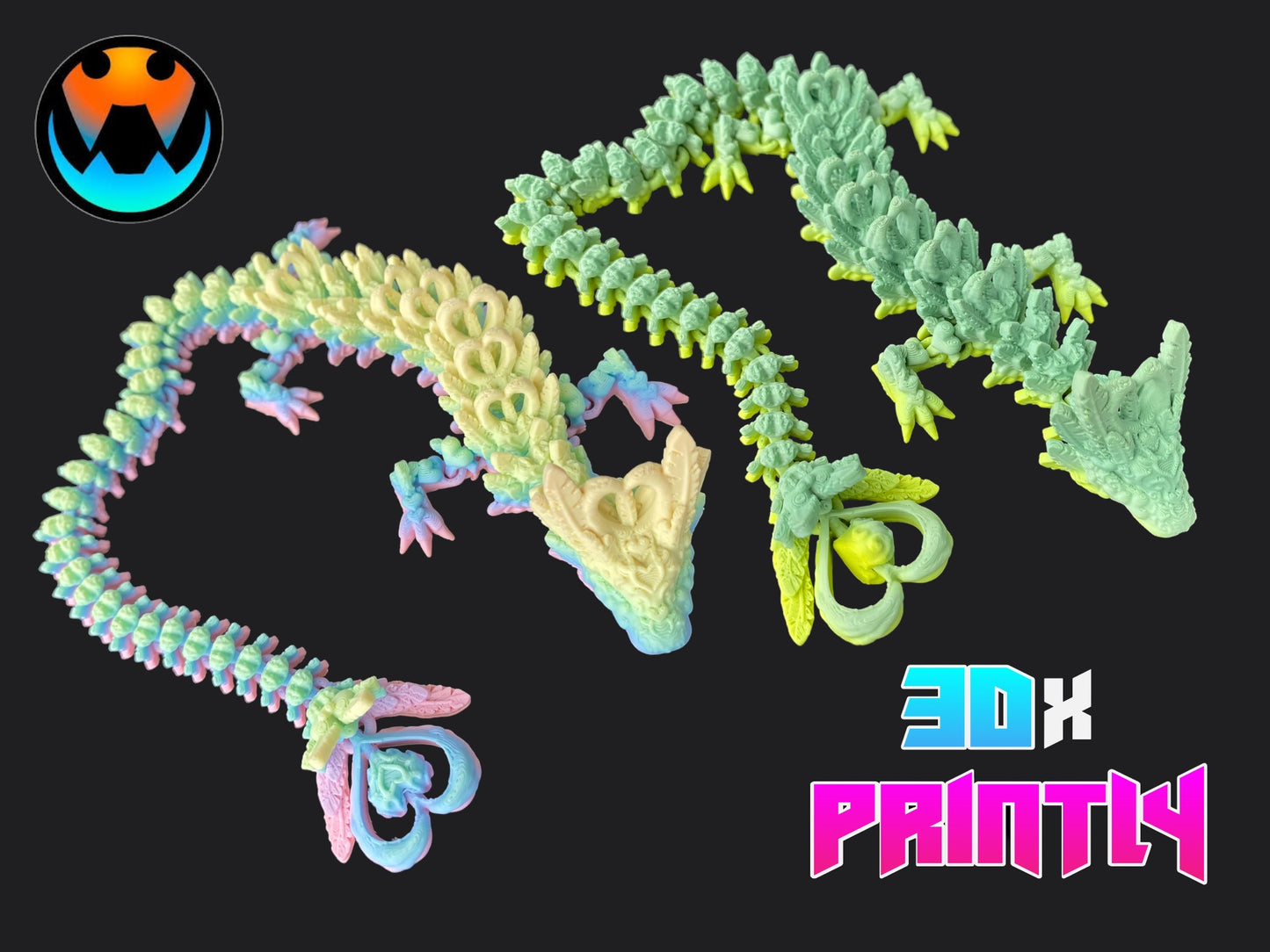 Light Heart Dragon - Cinderwind 3D Design - Rainbow / Color shift PLA