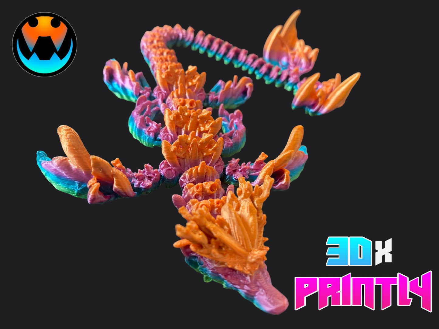 Coral Dragon - Cinderwind 3D Design - Rainbow / Color shift PLA