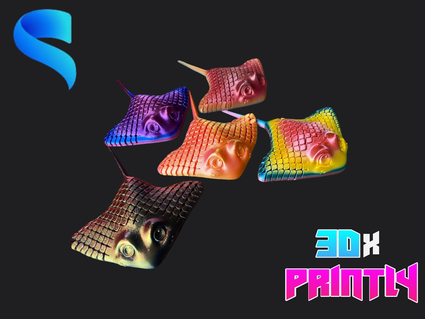 Stingray - STLFlix 3D Design - Rainbow / Color shift PLA
