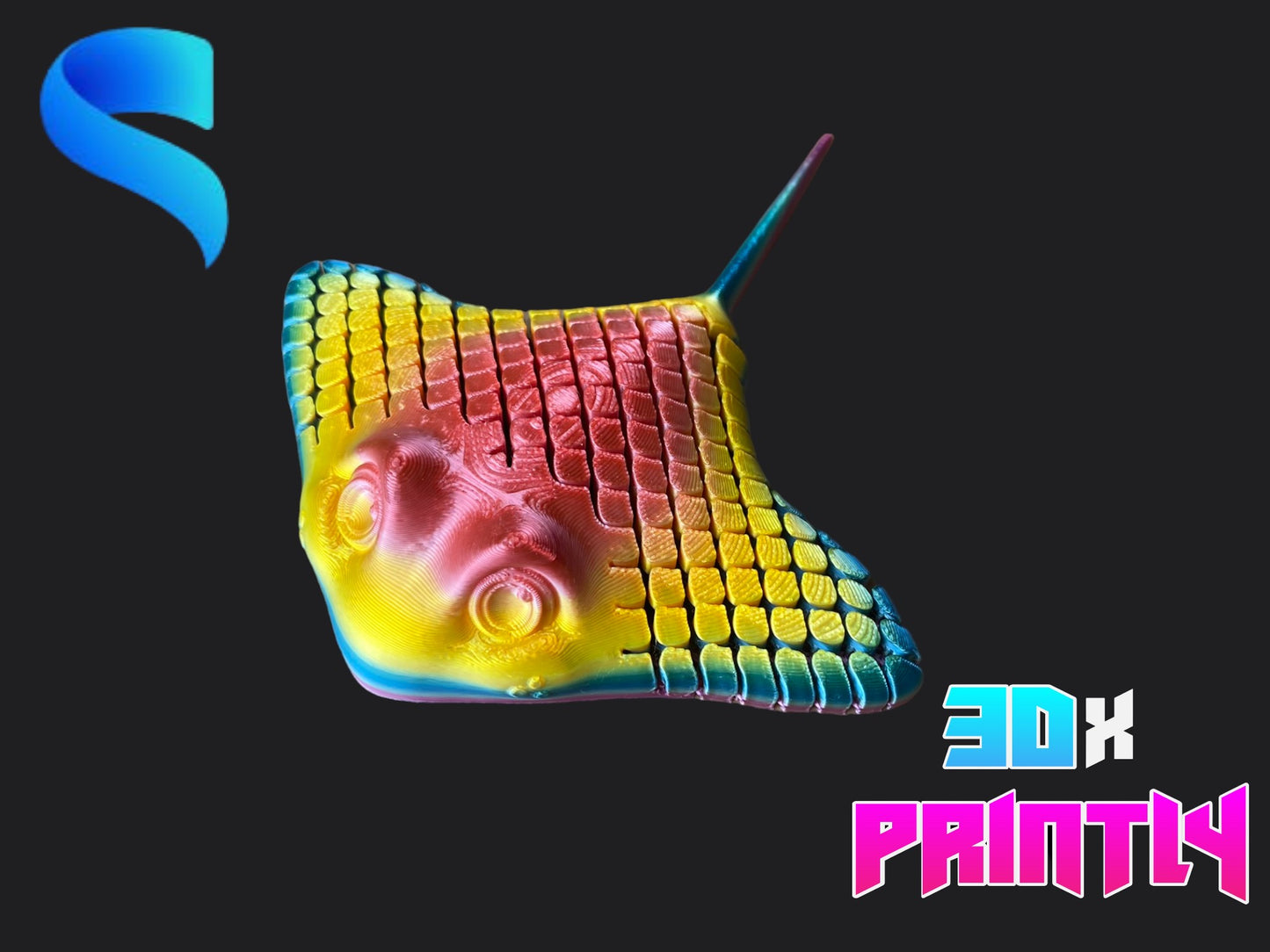 Stingray - STLFlix 3D Design - Rainbow / Color shift PLA