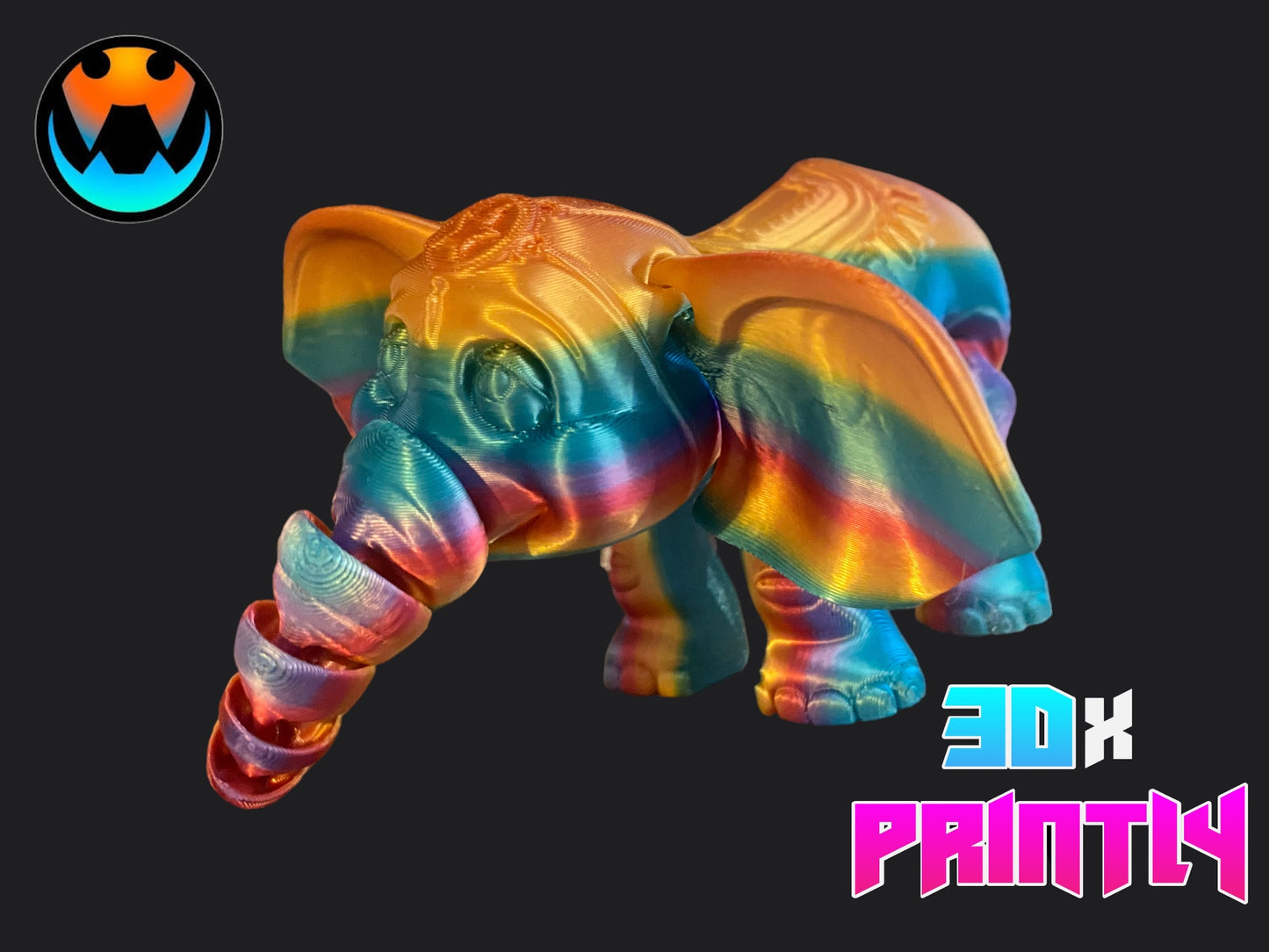 Circus Elephant - Flexi Factory 3D Design - Rainbow / Color shift PLA