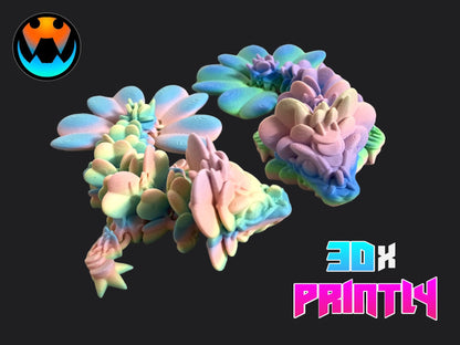 Baby Clover Dragon - Cinderwind 3D Design - Rainbow / Color shift PLA