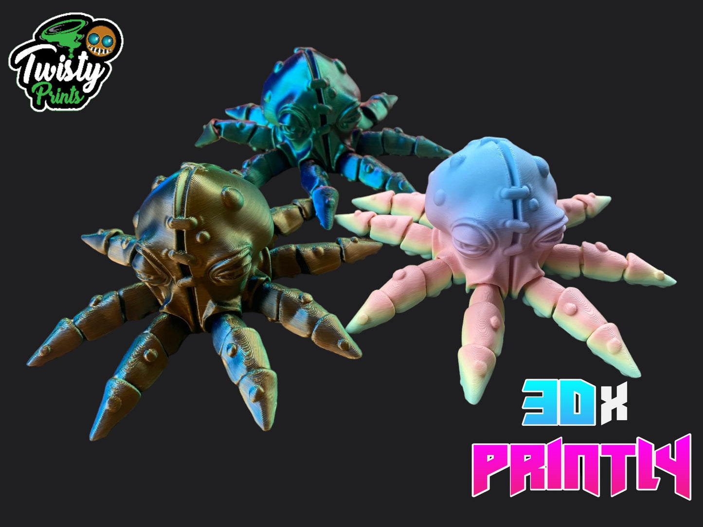 Twisted Octopus - Twisty Prints 3D Design - Rainbow / Color shift PLA