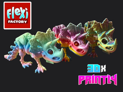 Triceratops - Flexi Factory 3D Design - Rainbow / Color shift PLA